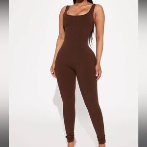 Chocolate brown snatched jumpsuit